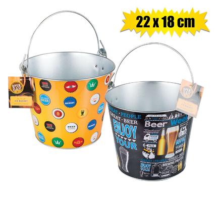 ICE-BUCKET TINPLATE 22X18CM DECORATED product image
