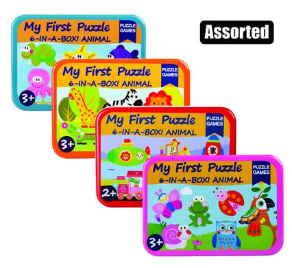 PUZZLE WOOD TIN ASSTD DESIGNS & PIECES A product image