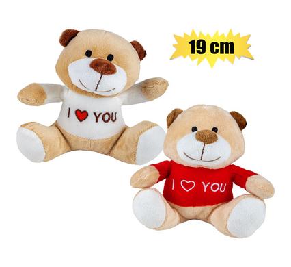 PLUSH LOVE BEAR BROWN & RED 19cm product image