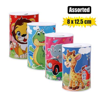 MONEY-BANK TIN KIDDIES ASSTD 8x12,5cm product image