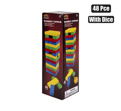 GAME WOOD TOWER COLOUR 48 PIECE W/DICE product image