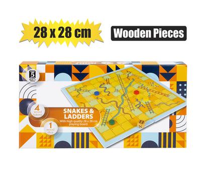 GAME SNAKES&LADDERS WOOD PIECES 28x28cm product image