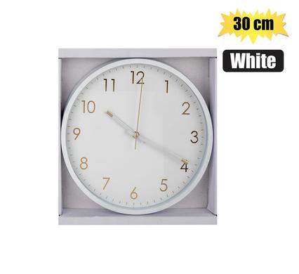 CLOCK WALL PL ROUND 30cm WHIT E product image