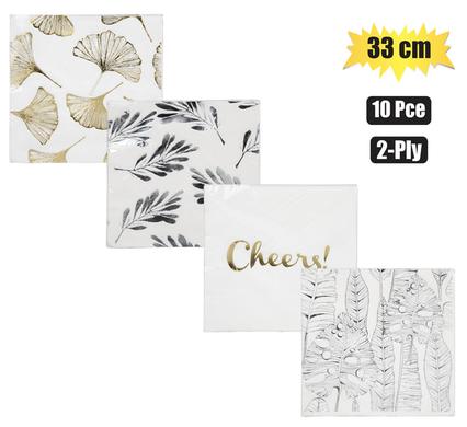 SERVIETTES 2PLY 33cm 10PC FOIL ASSORTED product image