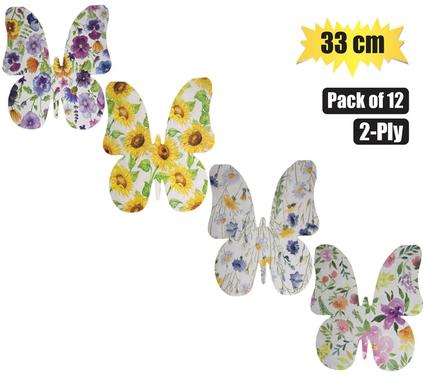 SERVIETTES 2PLY 33cm 12PC BUTTERFLY product image