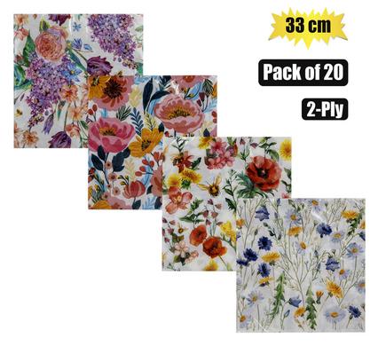 SERVIETTES 2PLY 33cm 20PC FLOWERS product image