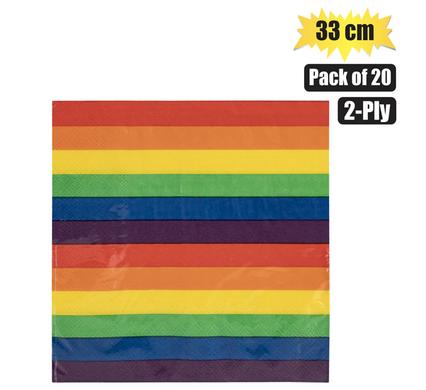 SERVIETTES 2PLY 33cm 20PC RAINBOW product image
