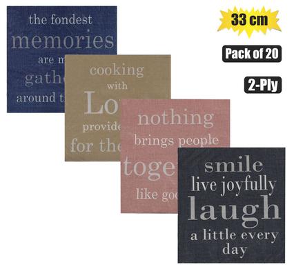 SERVIETTES 2PLY 33cm 20PC SAYINGS product image
