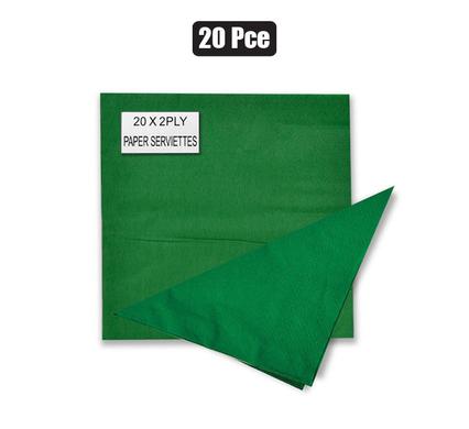 SERVIETTES 2PLY 33cm 20PC PLAIN GREEN product image