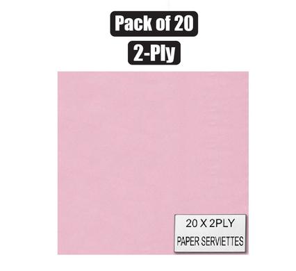 SERVIETTES 2PLY 33cm 20PC PLAIN PINK product image