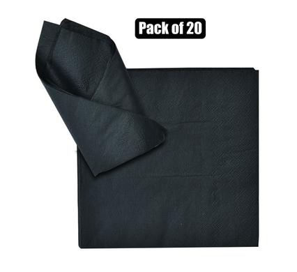 SERVIETTES 2PLY 33cm 20PC PLAIN BLACK product image