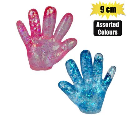 NOVELTY SQUEEZE GLITTER HAND 9cm product image