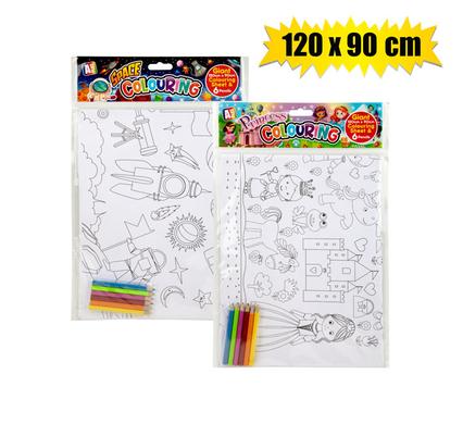 COLOURING SHEET 120x90cm W/PENCIL ASSTD product image