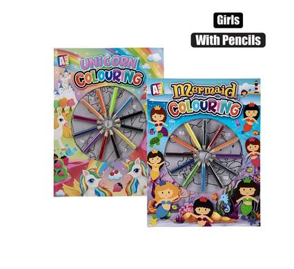 BOOK COLOURING GIRL W/PENCILS ASSTD product image