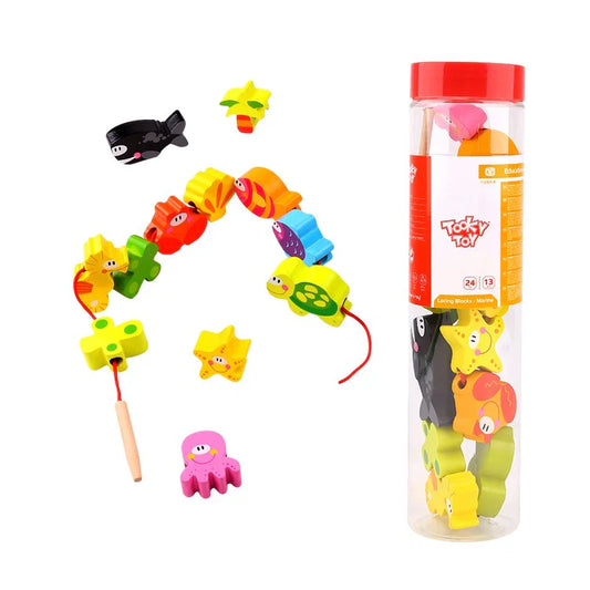 Nuovo Wooden Lacing Blocks – Marine | Fine Motor Toy Ages 2+