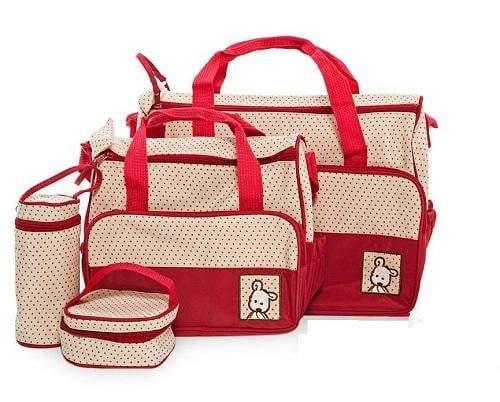 Red 5 in 1 Multifunctional Baby Diaper Bag - 4aKid