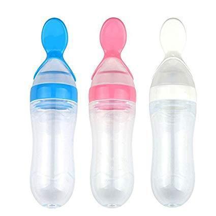 Silicone Baby Nursing Bottle with Spoon - 4aKid