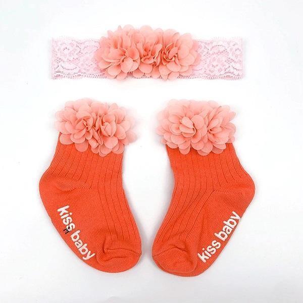 Smitten Flower Baby Socks with Headband Set - 4aKid